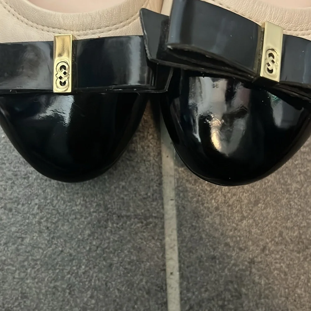 Cole Haan Ballet Flats Size 10 Black and Cream Leather